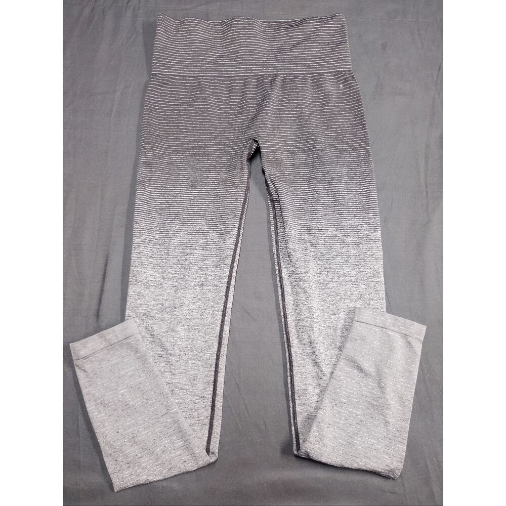 Del Sol Gray and Black Ombre Gradient Striped High Waist Leggings